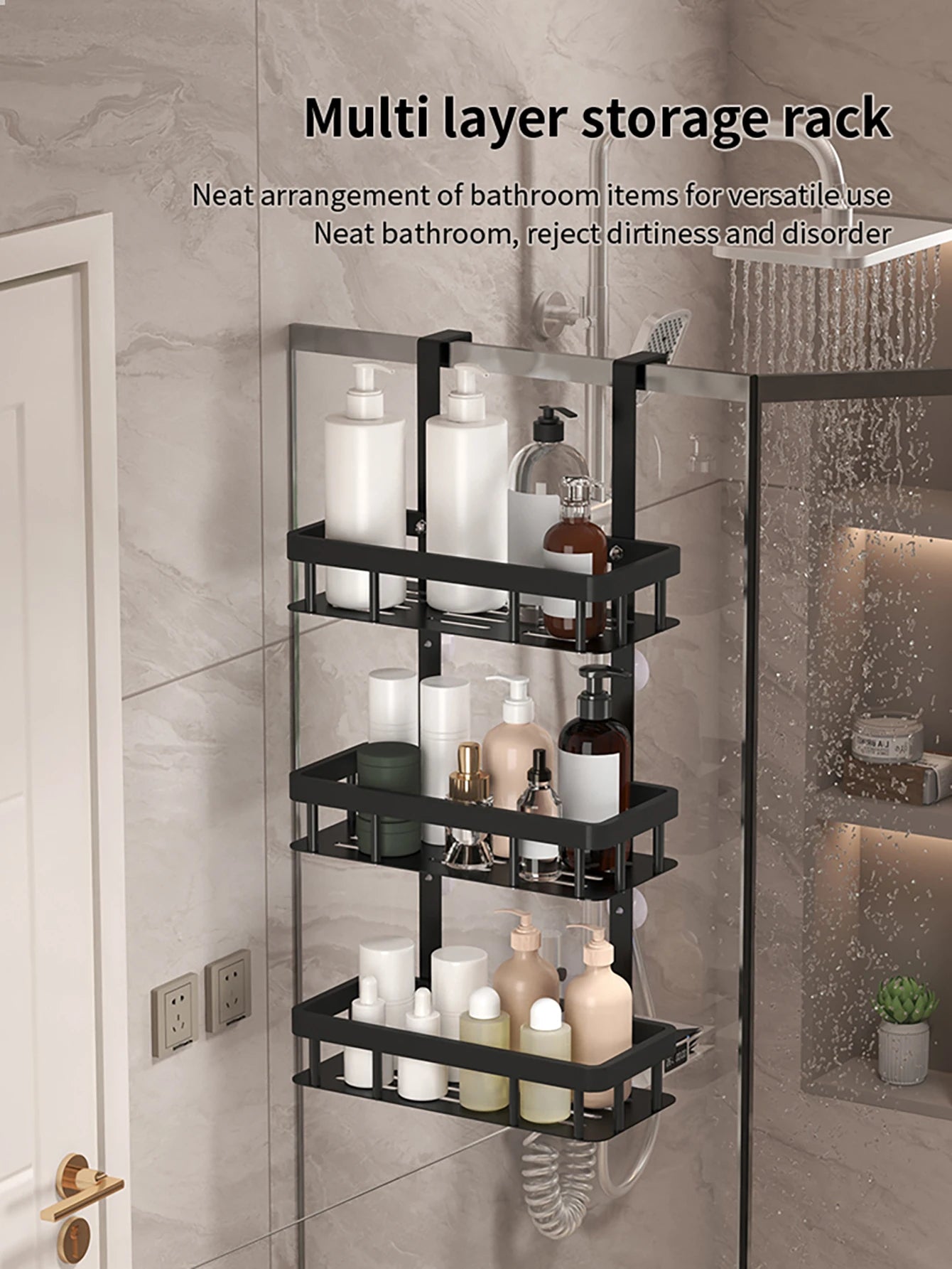 bathroom wall mounted storage rack, door mounted rack, shower gel rack, shower supplies storage rack