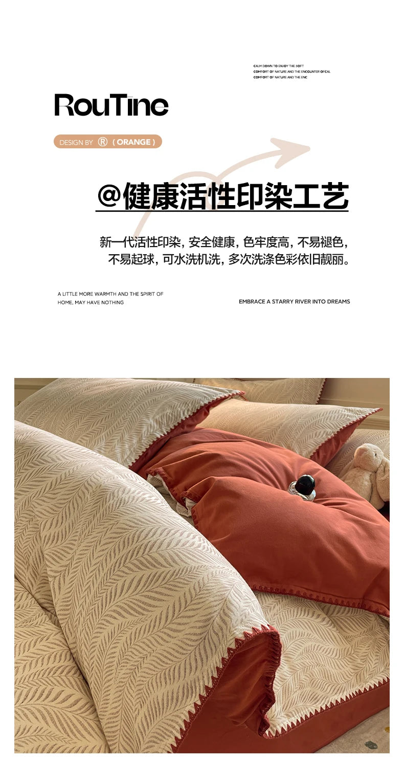Luxury Heavyweight Cotton Bedding Set 100% Premium Washed Cotton Duvet Cover Set Cozy Home Decor King Size Ultra Soft Breathabe