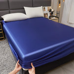 Waterproof Smooth Satin Fitted Sheet For Single Double Queen King Bed Silky Mattress Protector For Women Kids Family with Pet