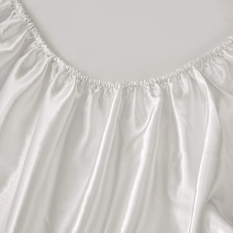 Satin Rayon Fitted Sheet Solid Color Mattress Cover With Elastic Band Bed Sheet High-End Home Hotel Bedding Fit Sheet