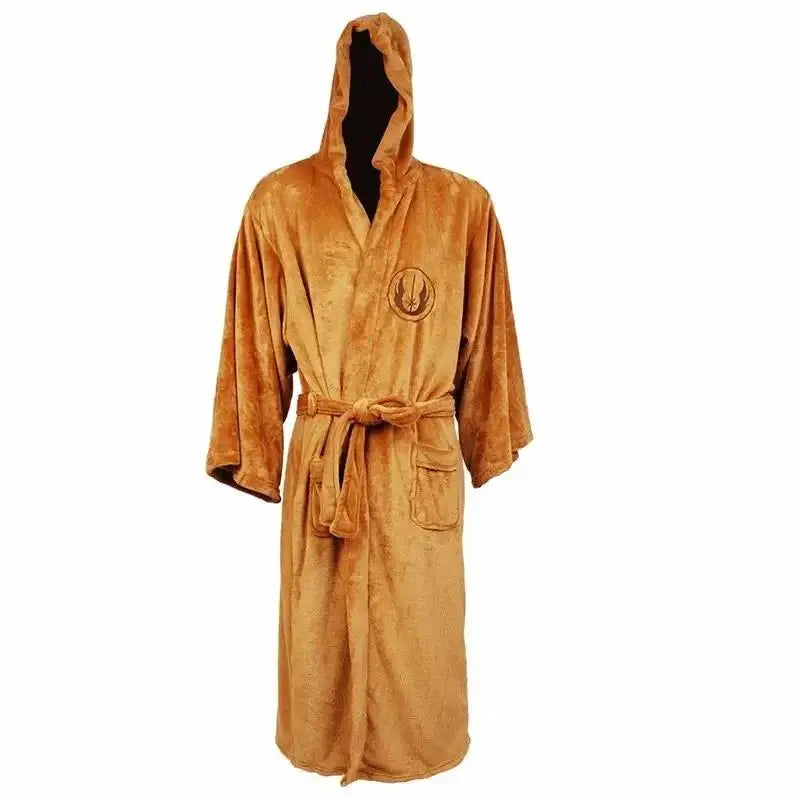 Jedi Cosplay Nightgown Male Homewear Flannel Robe Male With Hooded Thick Star Dressing Gown Empire Men's Bathrobe Winter Robe