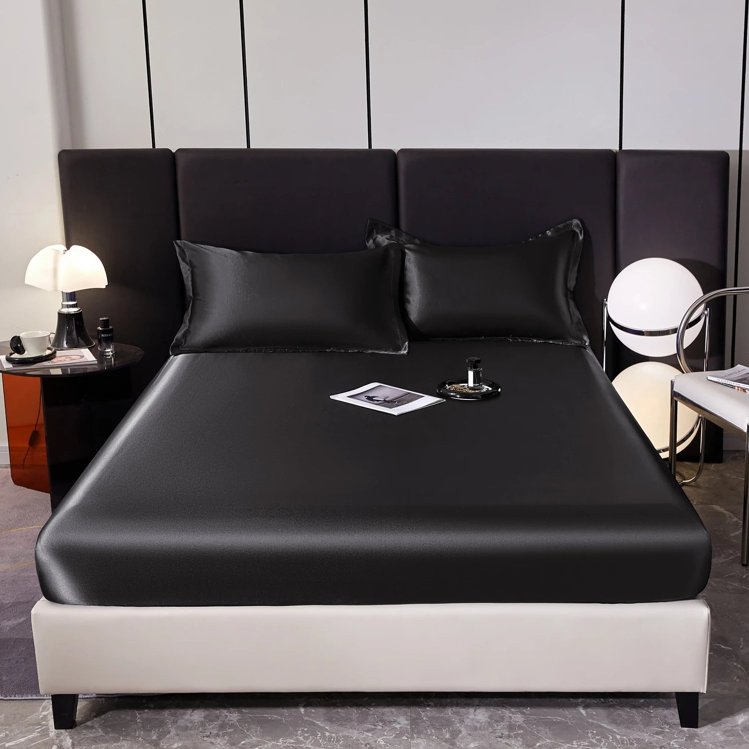 Satin Rayon Fitted Sheet Solid Color Mattress Cover With Elastic Band Bed Sheet High-End Home Hotel Bedding Fit Sheet