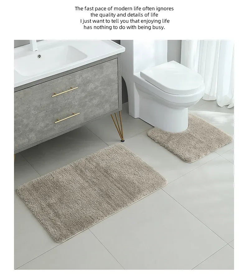 U-shaped thickened bathroom floor mat, plush material, bathtub absorbent mat, anti slip foot mat, bathroom small carpet, entranc