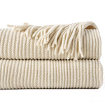 Battilo Chenille Knit Blankets with Tassels Green Plaid Throw Blanket for Bed Couch Decorative Sofa Blanket Bedroom Spring Decor