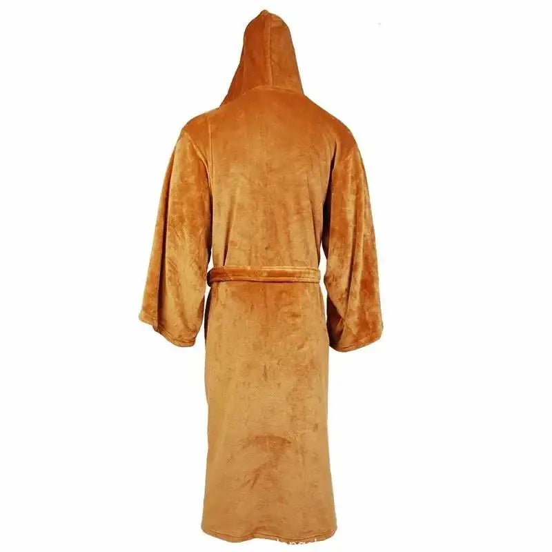 Jedi Cosplay Nightgown Male Homewear Flannel Robe Male With Hooded Thick Star Dressing Gown Empire Men's Bathrobe Winter Robe