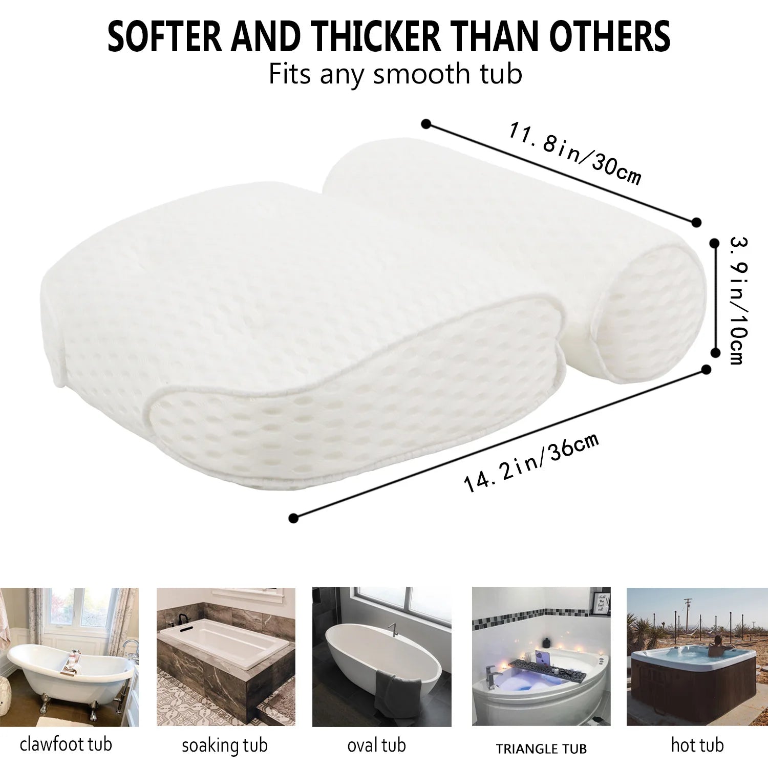 1/2 Pcs Spa Bathtub Pillow with Anti-Slip Suction Cups for Neck and Back Support, Air Mesh Bathtub Bathroom Accessory