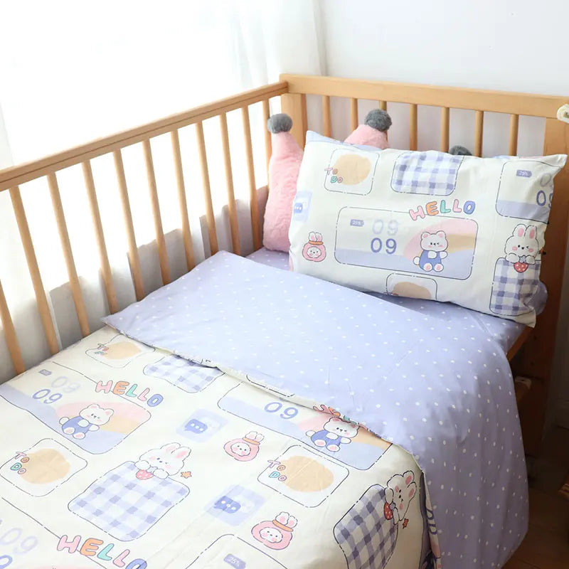 3 Pcs Baby Crib Bedding Set Cotton Bed Linens Boy Girl Cot kit Include Pillowcase Sheet Duvet Cover Children Room Decoration