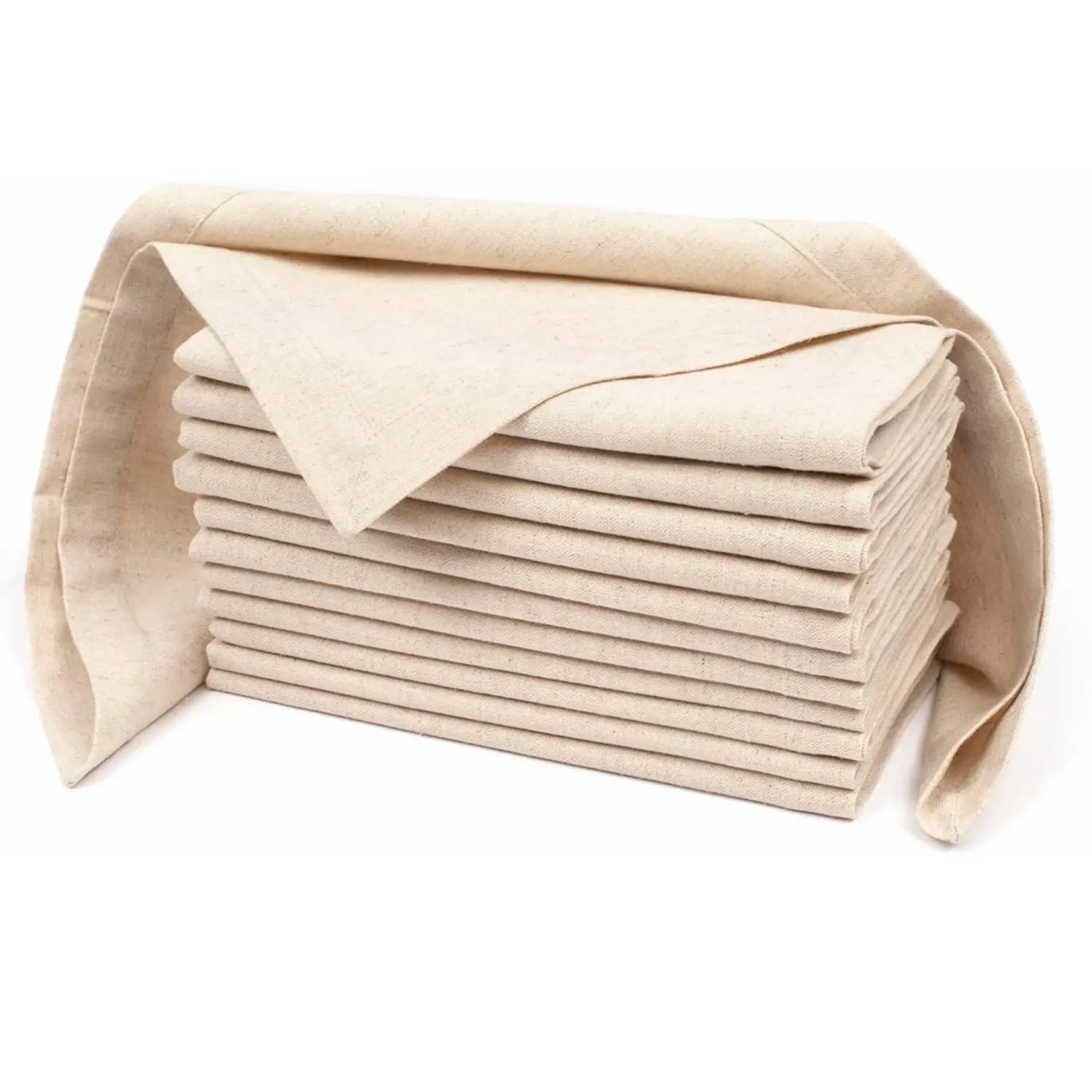 Set of 12 Linen Flax Cotton Cloth Dinner Napkin Natural Fabric Napkins Mitered Corners Wedding Napkins Dinner Napkins