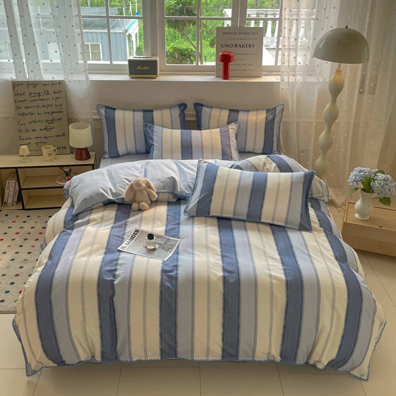 Luxury Heavyweight Cotton Bedding Set 100% Premium Washed Cotton Duvet Cover Set Cozy Home Decor King Size Ultra Soft Breathabe