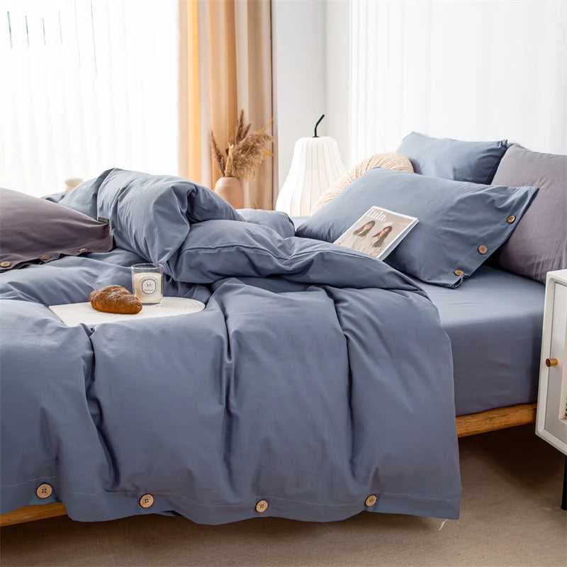3pcs  100% cotton bedding set Double Duvet Cover Set 220x240 Solid Twist Cotton King Size Bedding Set Quilt Cover Set