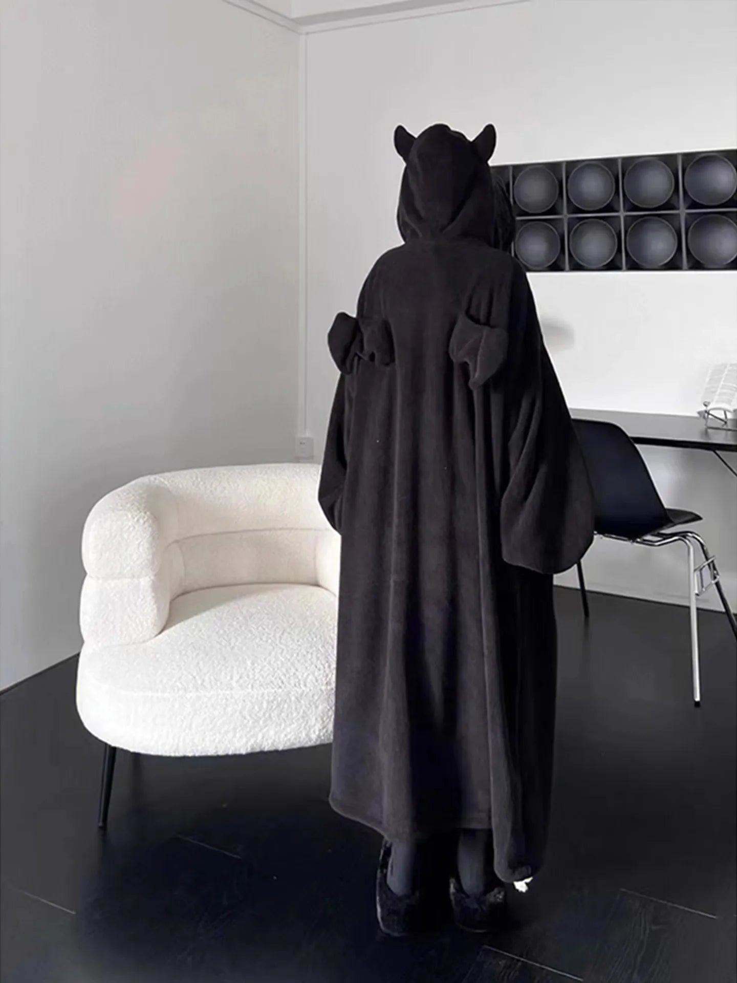 Thickened padded pajamas Solid color Homewear Loose oversized hooded Dresses Imp couple robe Fall and winter one-piece Sleepwear