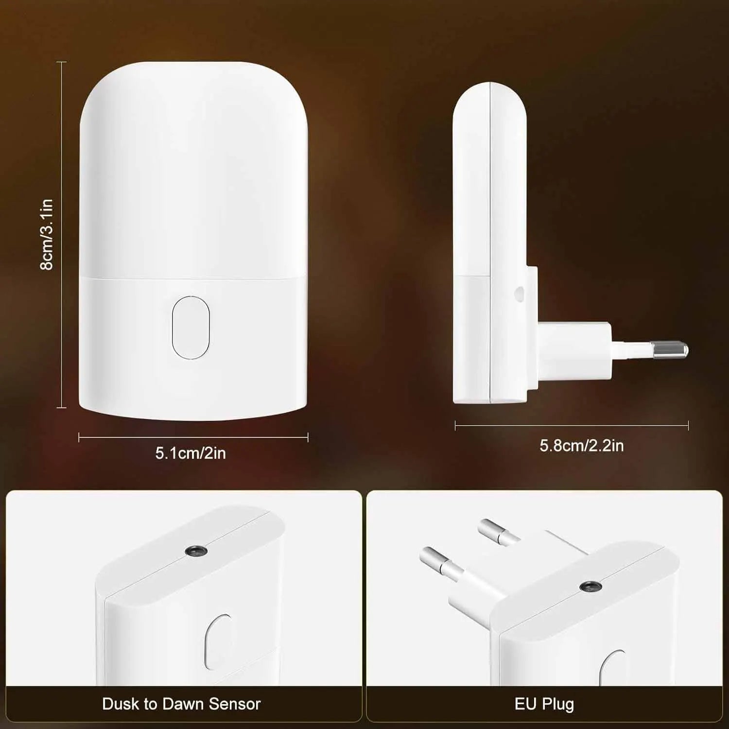 1/2pcs Plug-in LED Night Light, Mini Warm White LED Nightlight, Adjustable Brightness for Bedroom, Bathroom, Kitchen, Hallway