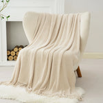 Battilo Chenille Knit Blankets with Tassels Green Plaid Throw Blanket for Bed Couch Decorative Sofa Blanket Bedroom Spring Decor