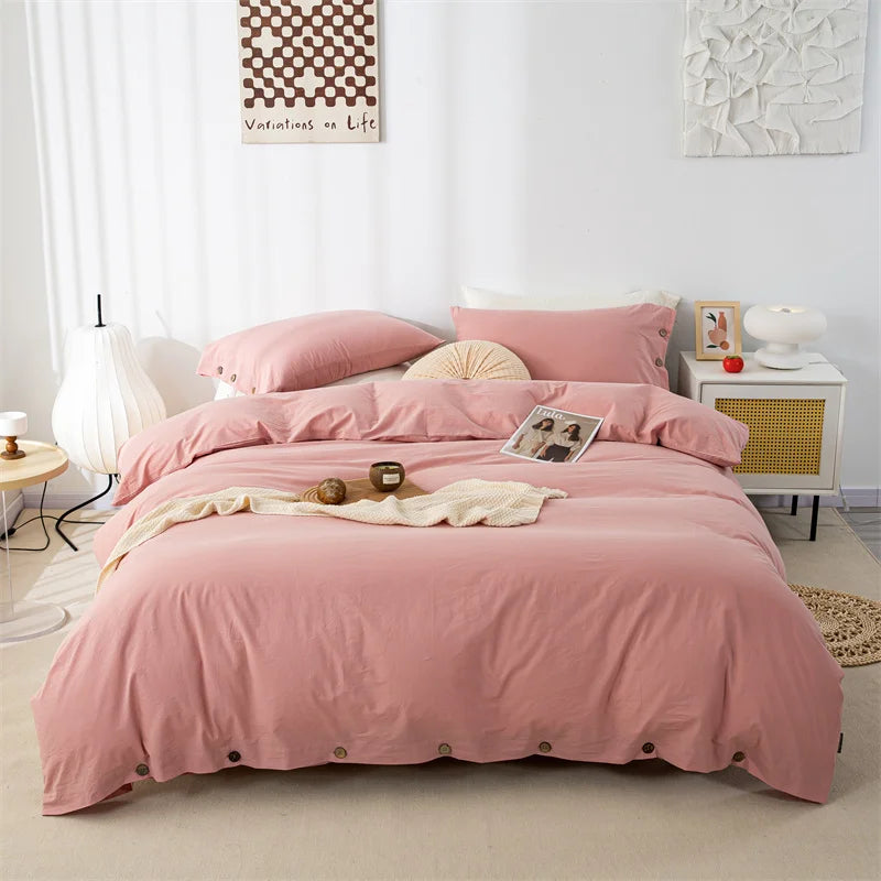 3pcs  100% cotton bedding set Double Duvet Cover Set 220x240 Solid Twist Cotton King Size Bedding Set Quilt Cover Set