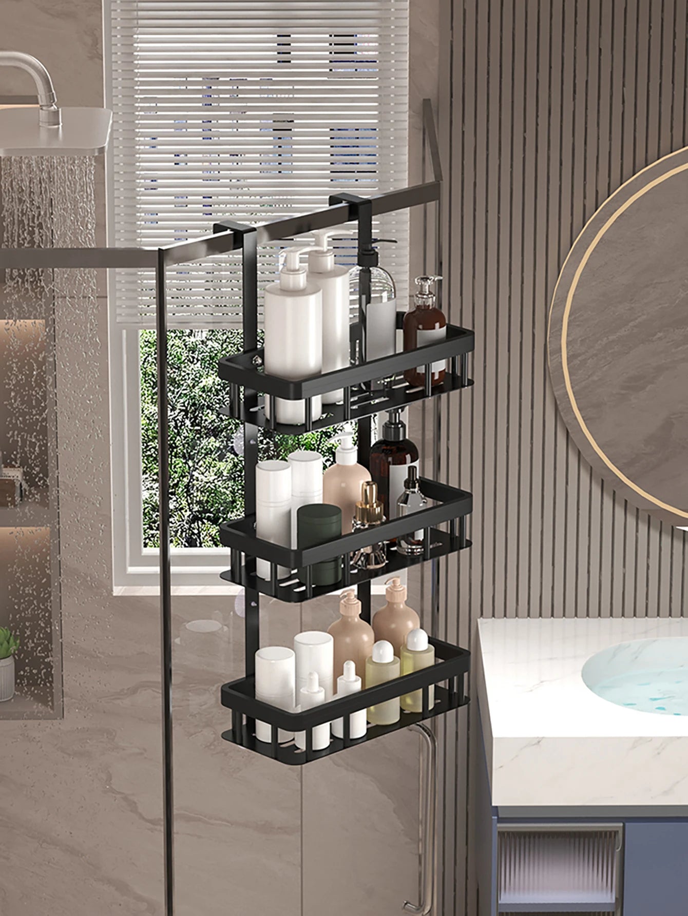 bathroom wall mounted storage rack, door mounted rack, shower gel rack, shower supplies storage rack