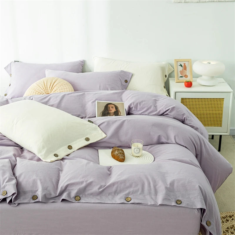 3pcs  100% cotton bedding set Double Duvet Cover Set 220x240 Solid Twist Cotton King Size Bedding Set Quilt Cover Set