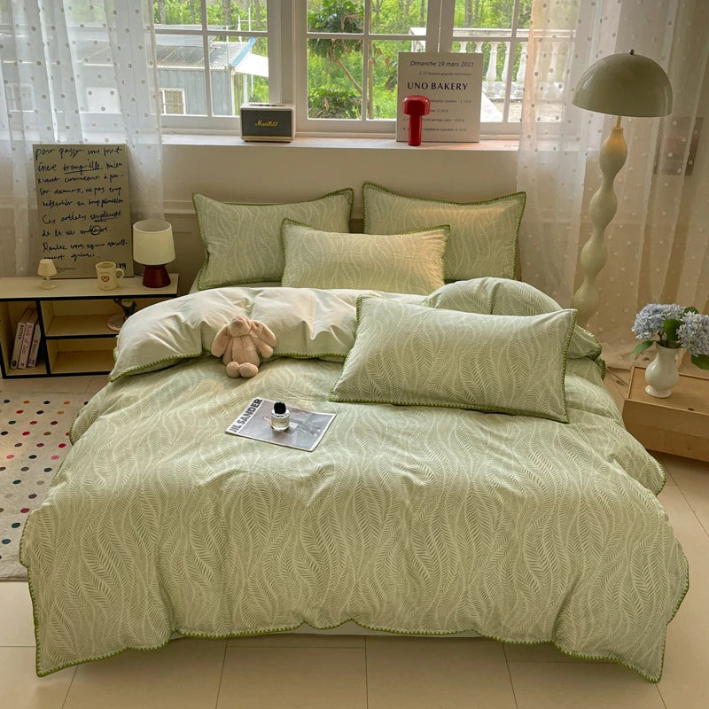 Luxury Heavyweight Cotton Bedding Set 100% Premium Washed Cotton Duvet Cover Set Cozy Home Decor King Size Ultra Soft Breathabe