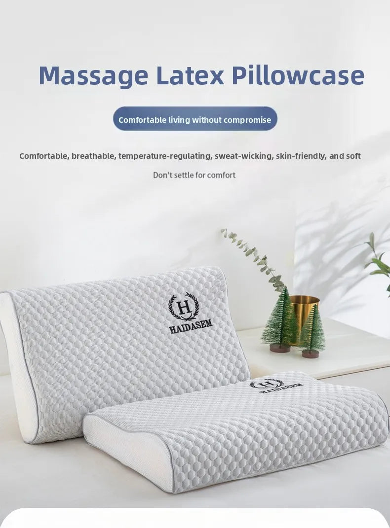 Summer Ice Silk Latex Pillowcase Bean Memory Single 30x50 Children's Pillow Core Case 40x60 Breathable Pair Bidirectional Use