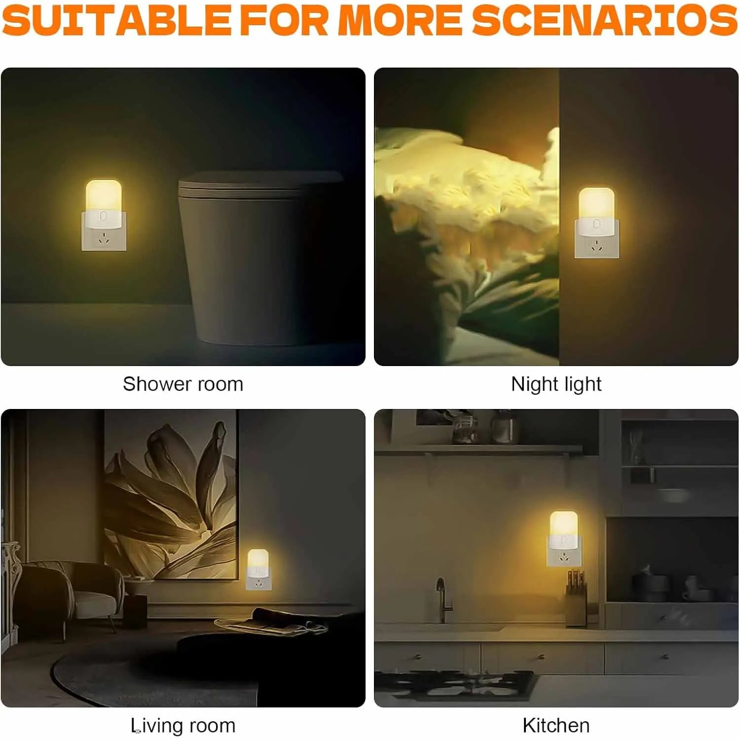 1/2pcs Plug-in LED Night Light, Mini Warm White LED Nightlight, Adjustable Brightness for Bedroom, Bathroom, Kitchen, Hallway