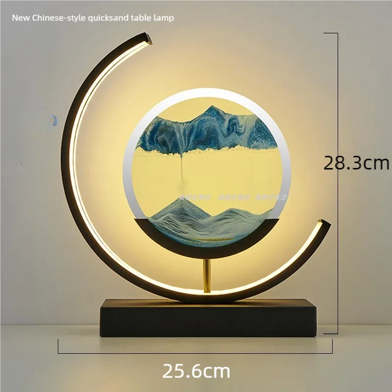 LED Moving Sand Art Table Lamp Quicksand Night Light 3D Sandscape Hourglass Bedside Lamps Flowing Sand Painting Home Decor Gifts