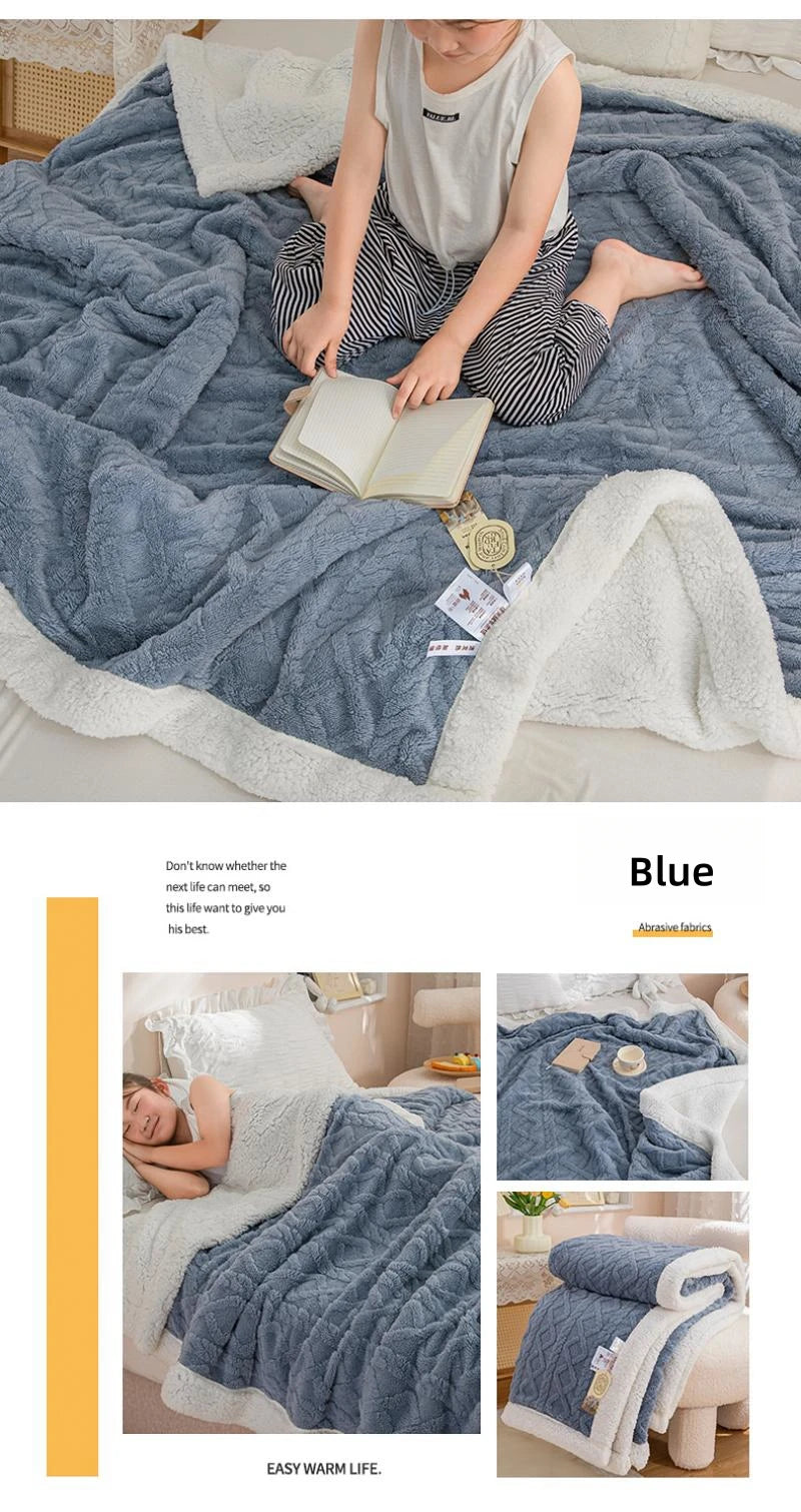 Warm Wool Sherpa Thick Blankets Fluffy Soft Coral Fleece Bedspread on The Bed Single Double Winter Plush Coraline Furry Throw