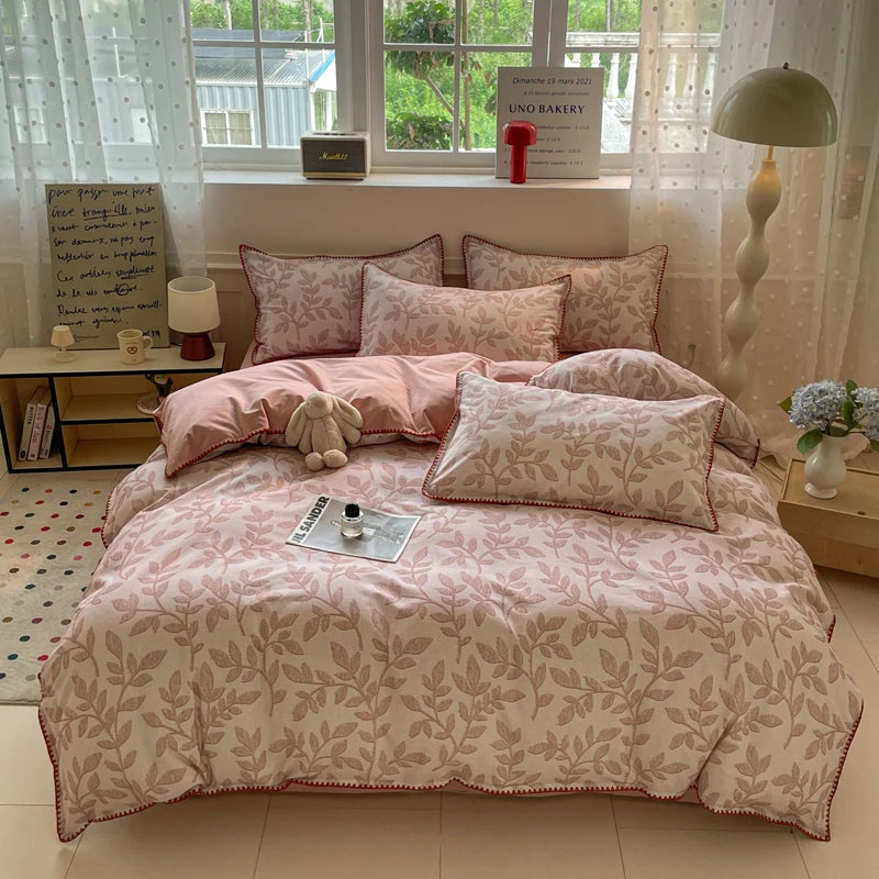 Luxury Heavyweight Cotton Bedding Set 100% Premium Washed Cotton Duvet Cover Set Cozy Home Decor King Size Ultra Soft Breathabe
