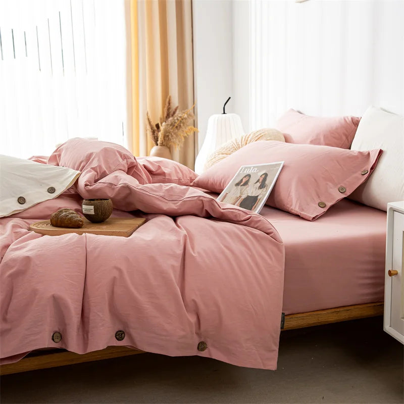 3pcs  100% cotton bedding set Double Duvet Cover Set 220x240 Solid Twist Cotton King Size Bedding Set Quilt Cover Set