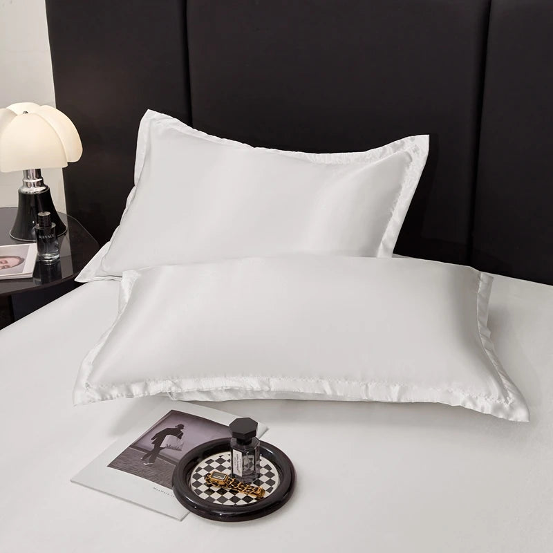 Satin Rayon Fitted Sheet Solid Color Mattress Cover With Elastic Band Bed Sheet High-End Home Hotel Bedding Fit Sheet