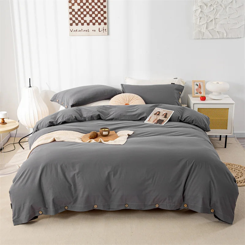 3pcs  100% cotton bedding set Double Duvet Cover Set 220x240 Solid Twist Cotton King Size Bedding Set Quilt Cover Set