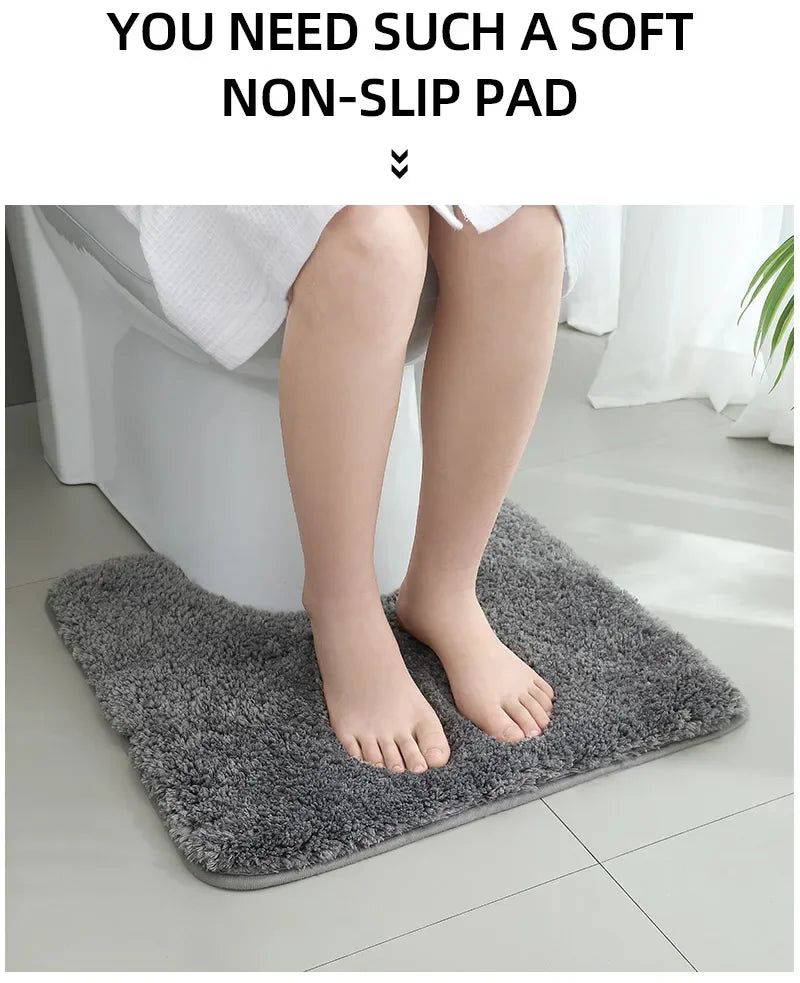 U-shaped thickened bathroom floor mat, plush material, bathtub absorbent mat, anti slip foot mat, bathroom small carpet, entranc