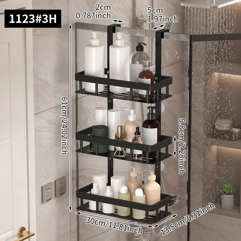 bathroom wall mounted storage rack, door mounted rack, shower gel rack, shower supplies storage rack