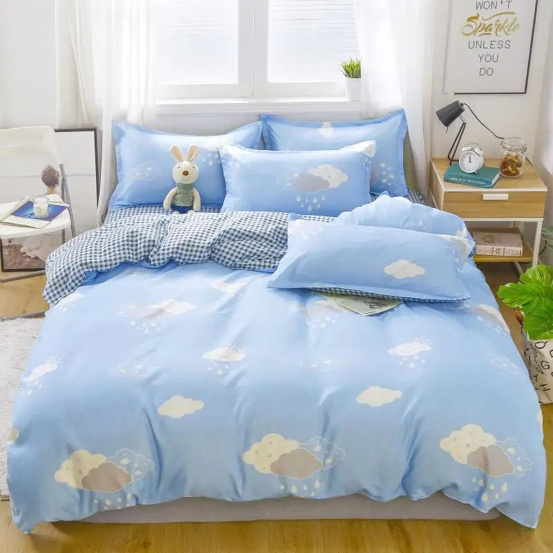 Daisy Printed King Size Duvet Cover Set with Sheets High Quality Washed Cotton Bedding Set Queen Home Bed Sets Comforter Covers