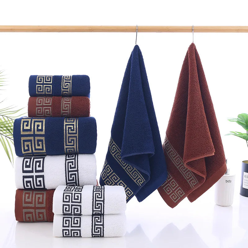 2pcs Green Christmas Cotton Bath Towels Set Hotel Bathroom Towels For Adult Quick-Dry Thicken Face Bath Towels 34x74cm 70x140cm