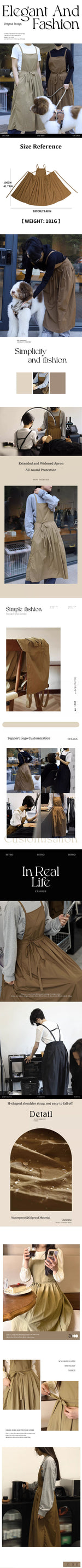 Long Lightweight Waterproof Apron with Pockets for Beauty Salon Nail Oil-proof Pleated Women's Kitchen Apron Anti-hair Pet Apron