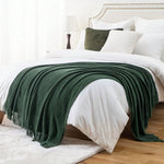 Battilo Chenille Knit Blankets with Tassels Green Plaid Throw Blanket for Bed Couch Decorative Sofa Blanket Bedroom Spring Decor