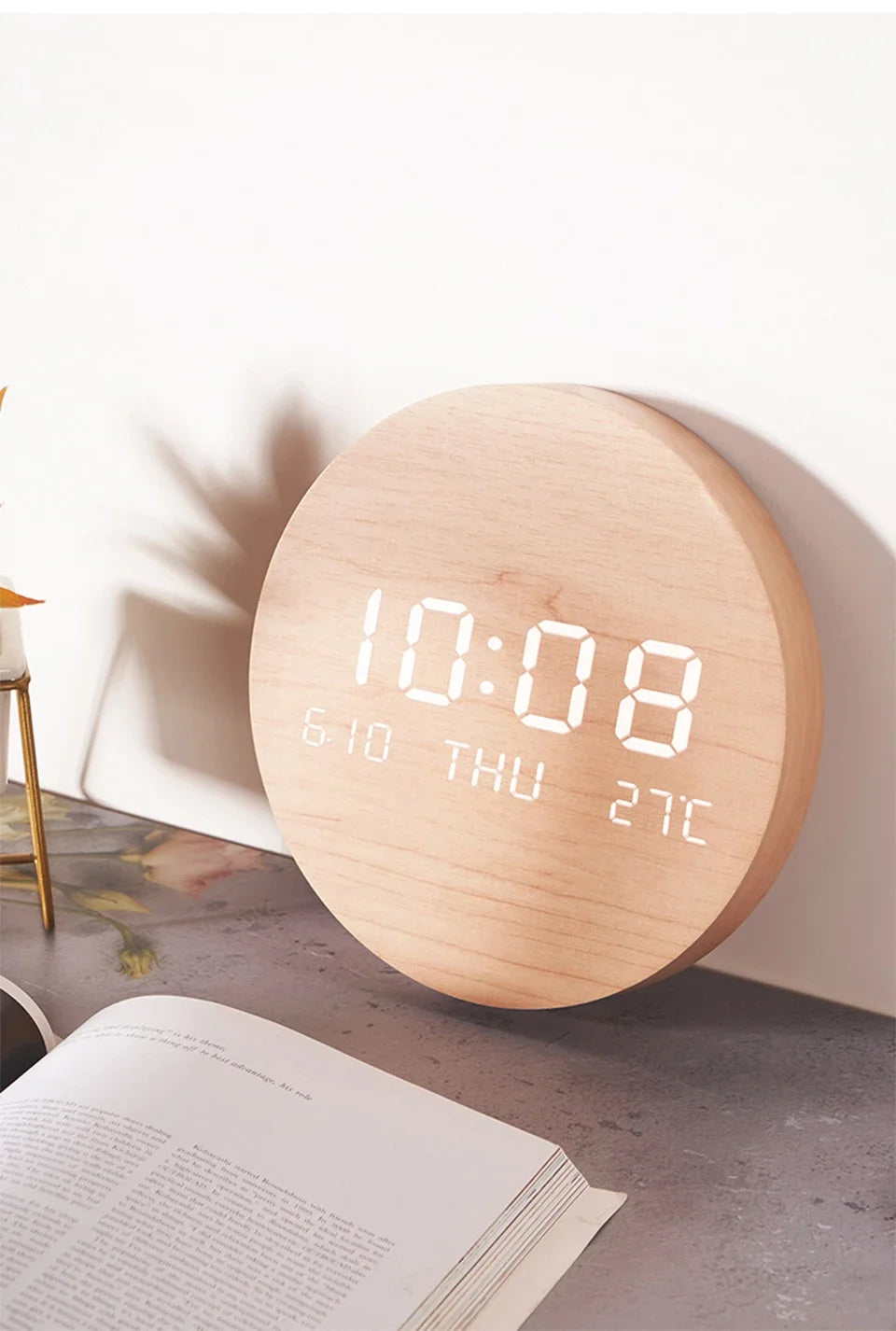 LED Digital Wall Clock Temperature Date Time Multi-function Display Living Room Home Bedroom Silent Clock Fashion Wall Clock