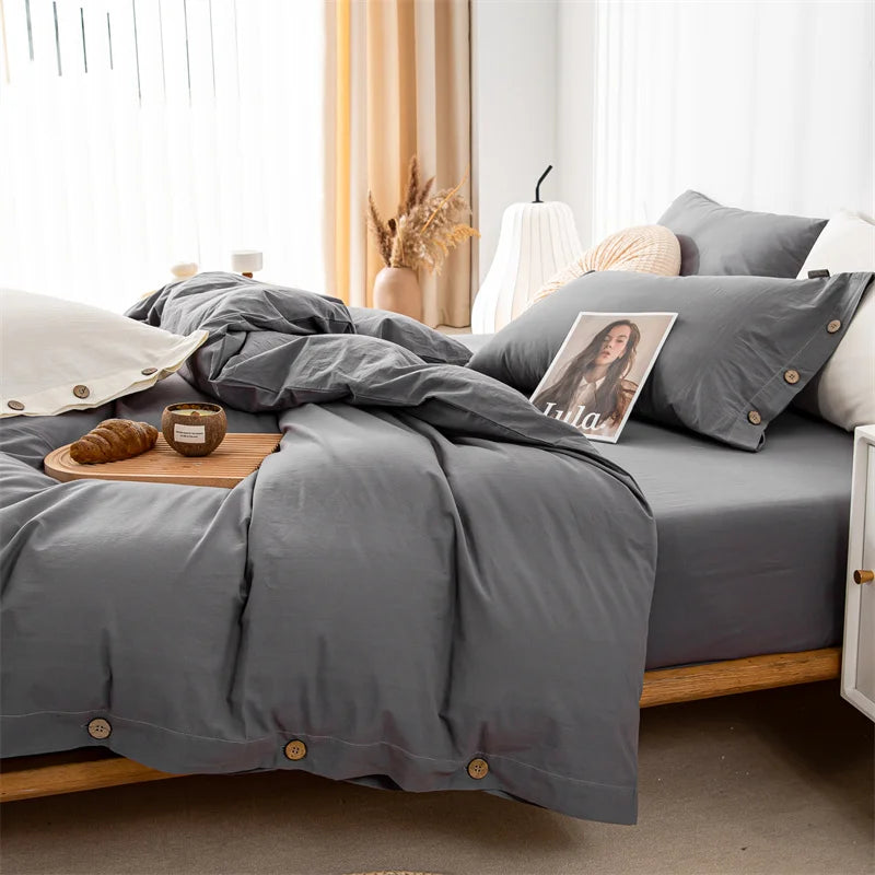 3pcs  100% cotton bedding set Double Duvet Cover Set 220x240 Solid Twist Cotton King Size Bedding Set Quilt Cover Set