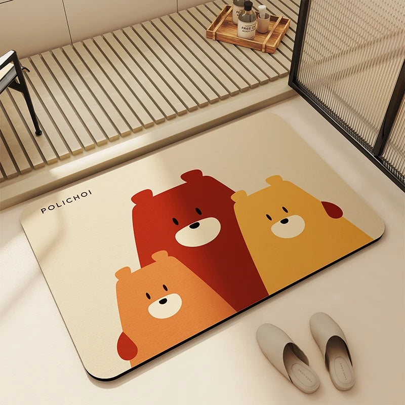 Diatomite Bath Mats Bathroom Absorbent Anti Slip Floor Mat Foot Carpet Quick Dry Shower Toilet Rug Doormat Washable