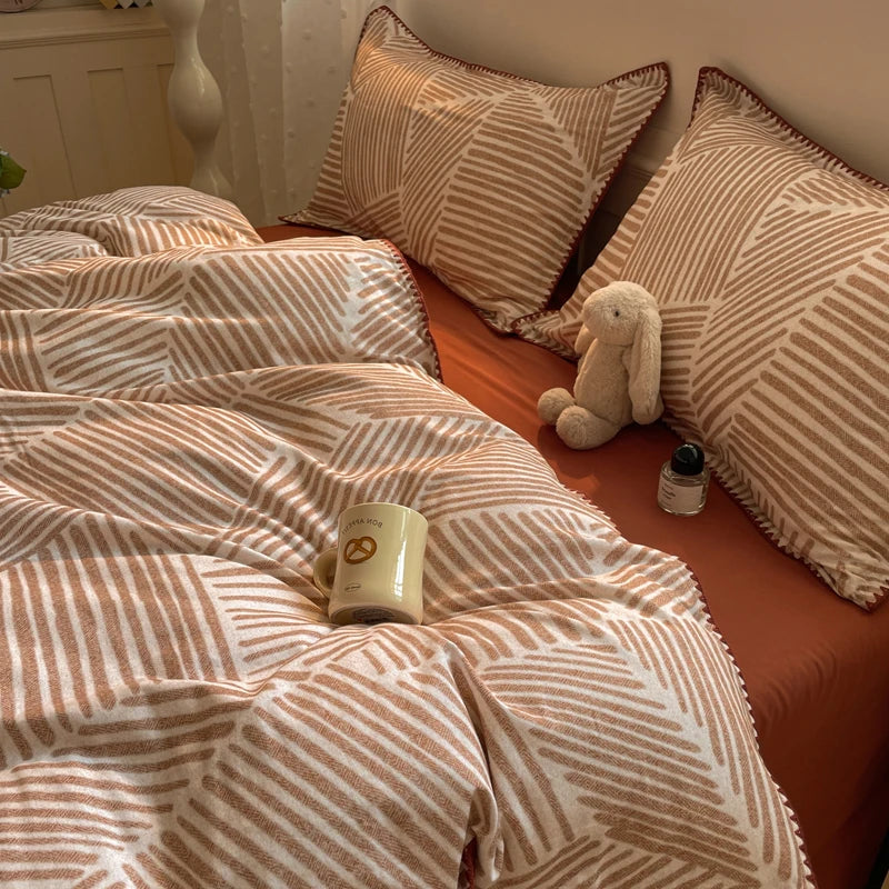 Luxury Heavyweight Cotton Bedding Set 100% Premium Washed Cotton Duvet Cover Set Cozy Home Decor King Size Ultra Soft Breathabe