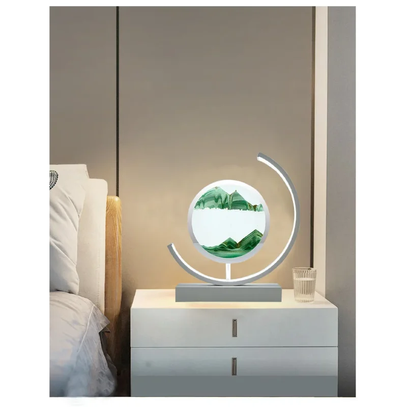 LED Moving Sand Art Table Lamp Quicksand Night Light 3D Sandscape Hourglass Bedside Lamps Flowing Sand Painting Home Decor Gifts
