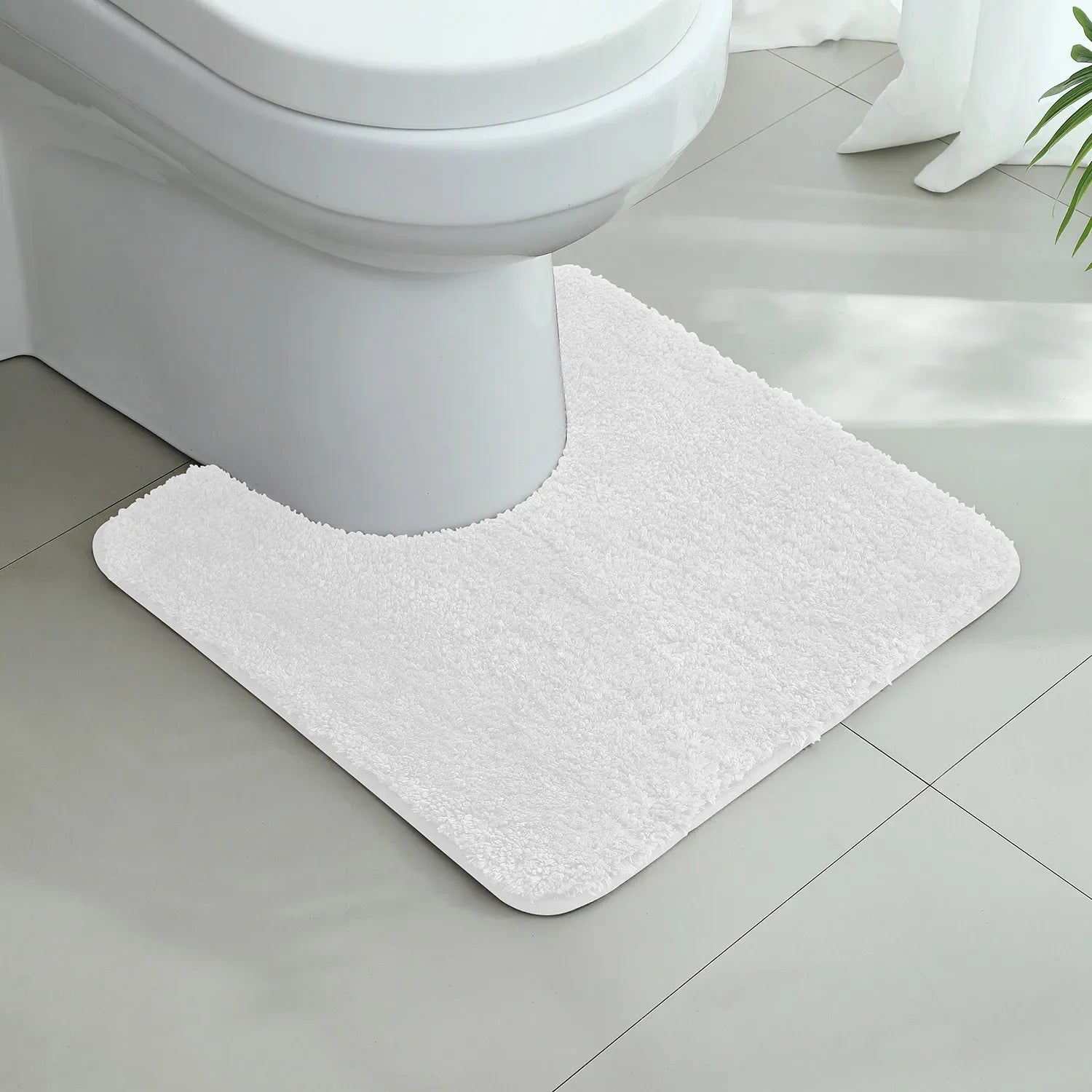U-shaped thickened bathroom floor mat, plush material, bathtub absorbent mat, anti slip foot mat, bathroom small carpet, entranc
