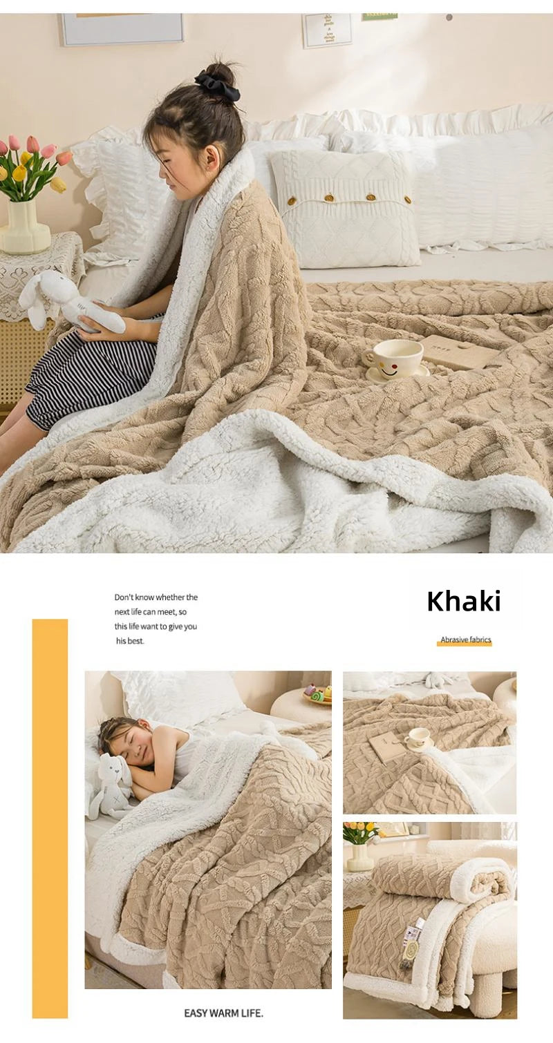 Warm Wool Sherpa Thick Blankets Fluffy Soft Coral Fleece Bedspread on The Bed Single Double Winter Plush Coraline Furry Throw