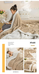 Warm Wool Sherpa Thick Blankets Fluffy Soft Coral Fleece Bedspread on The Bed Single Double Winter Plush Coraline Furry Throw