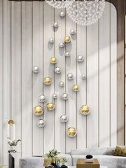 Wall Decor Imitation Stainless Steel Decorative Ball Living Room Home Accessories Hotel Restaurant Wall Hanging Decor Art Sphere