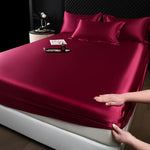 3 Pcs High End 100% Mulberry Silk Fitted Sheet Set with Pillowcase Luxury Solid Color Silk Bedsheet Soft Smooth Satin Bed Linen