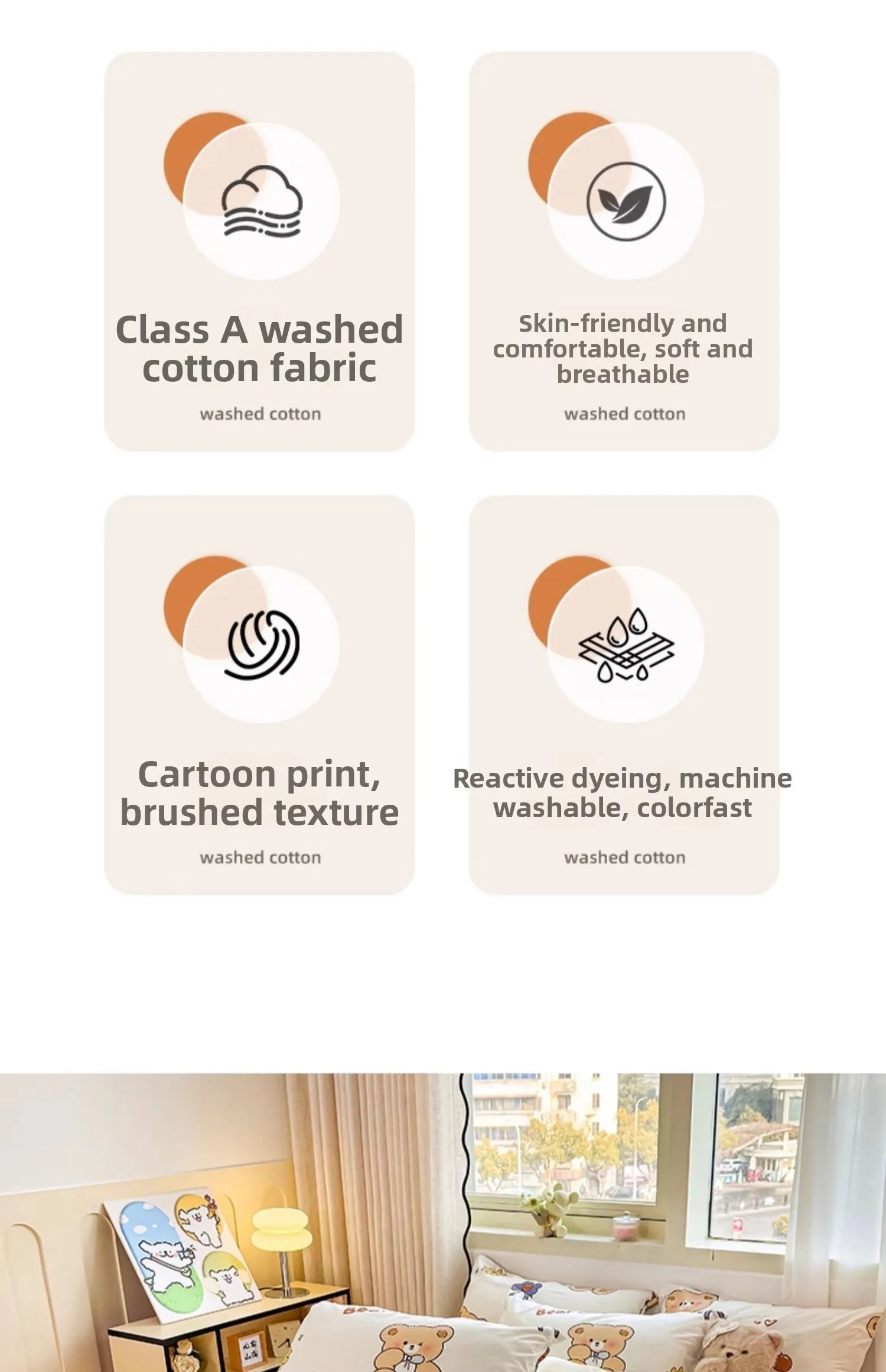 Washed Cotton Bedding Set Single Bed Three Piece Set Student Dormitory Pure Color Four Piece Set Bed Sheet Duvet Cover Quilt