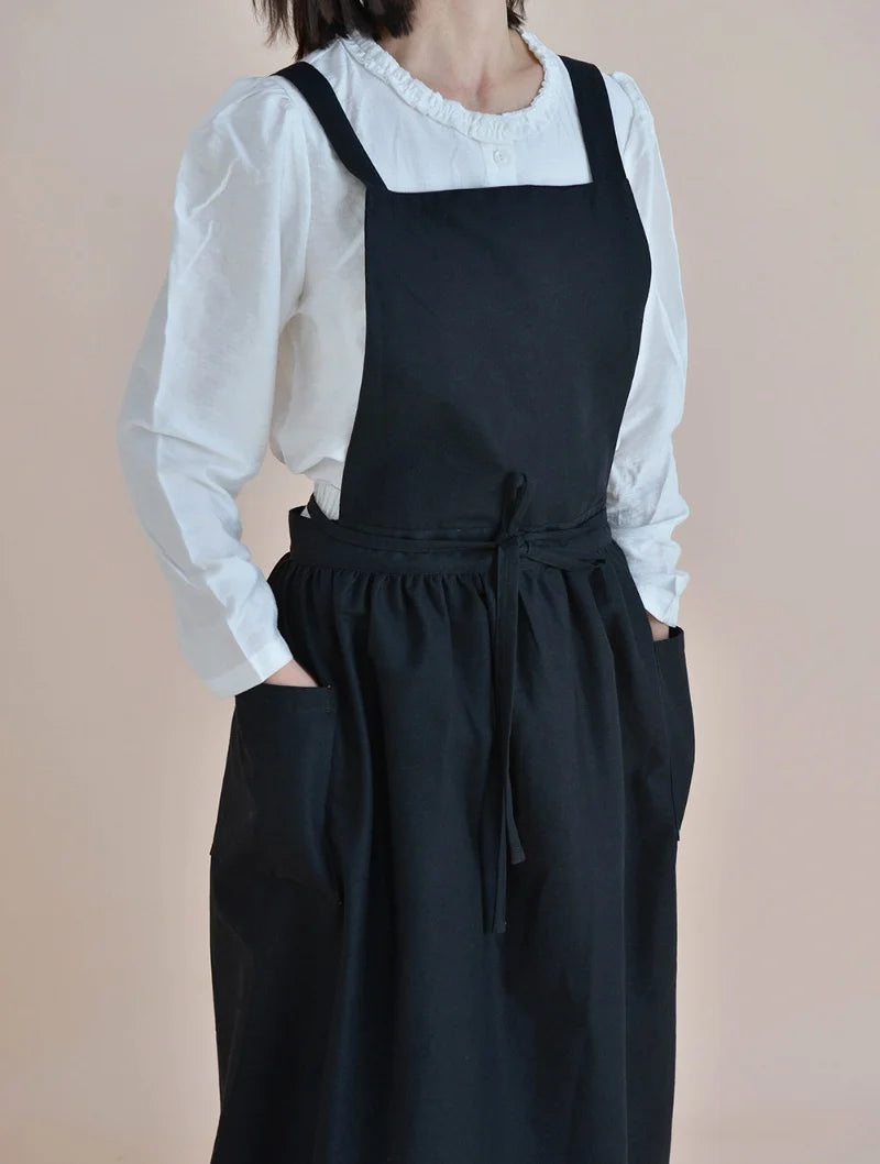 Long Lightweight Waterproof Oil Proof Anti Hair Pleated Apron With Pockets For Women Kitchen Beauty Salon Nail Pet
