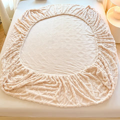 1pc Winter Warm Bed Sheet with Elastic Band Single/Queen/King Mattress Cover Thick Coral Fleece Fluffy Fitted Bed Sheets for Bed