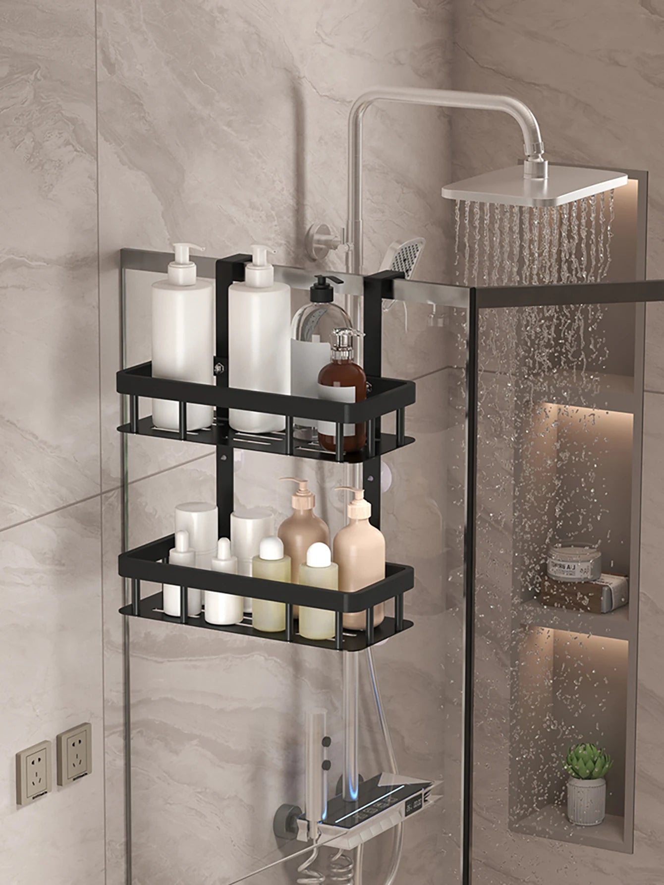 bathroom wall mounted storage rack, door mounted rack, shower gel rack, shower supplies storage rack
