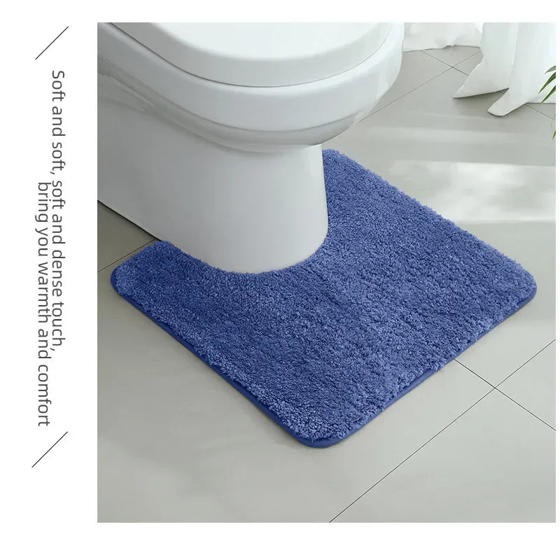 U-shaped thickened bathroom floor mat, plush material, bathtub absorbent mat, anti slip foot mat, bathroom small carpet, entranc